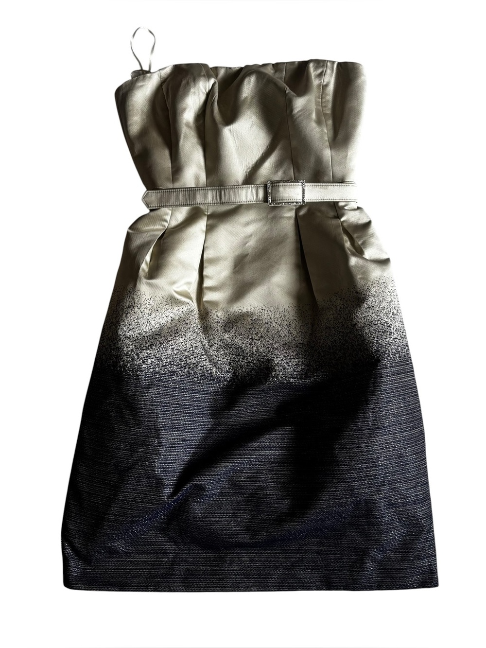 Trina Turk Gray with Blue Ombre Glitter Detail Strapless Cocktail Dress - 4